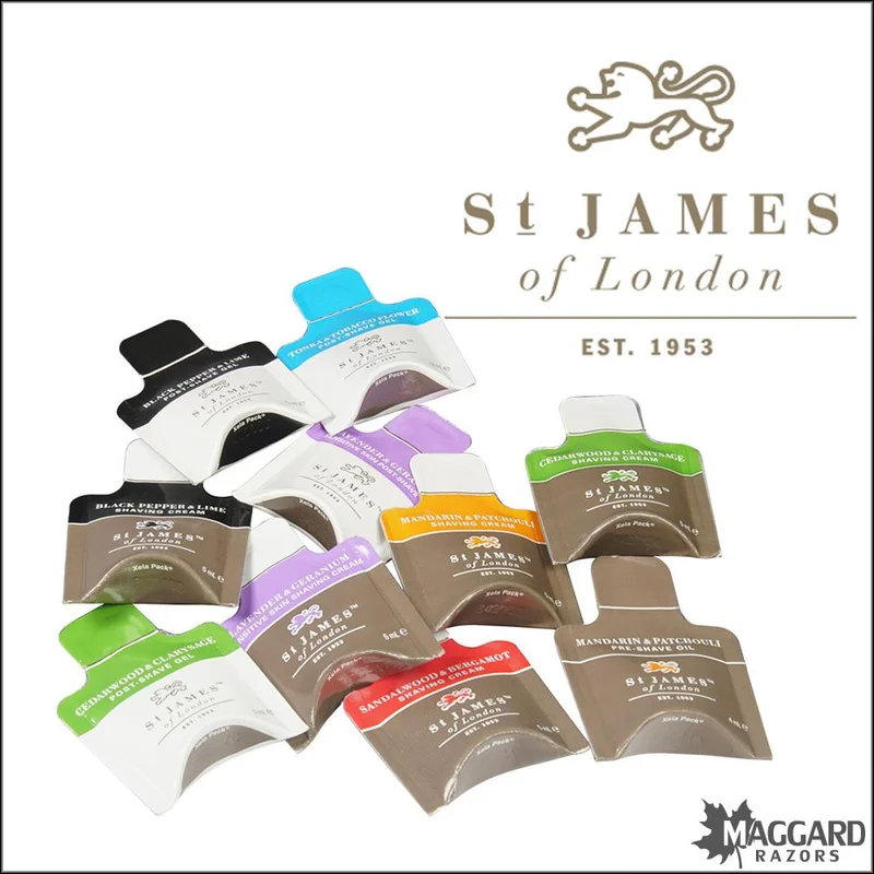 St James of London Pre Shave, Shave Cream, Post Shave Gel Sample Pack - Saldi Straordinari – Offerte Speciali Disponibili Adesso - Parc des vautes