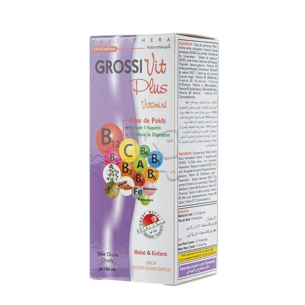 Phytothera Grossi Acier Vit Plus Vitaminé Sirop Bébé Et Enfant 150 ml - Vins Rouges Harmonieux pour Chaque Occasion
