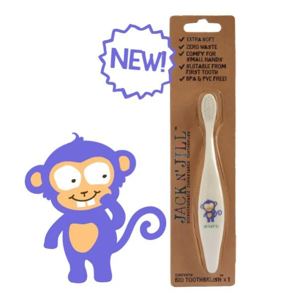 Jack N' Jill - Brosse à Dents Bio - Singe||Jack N' Jill - Bio Toothbrush - Monkey - Boutique Bébé en Brosses Ligne : Soins, Jouets et Articles Maison