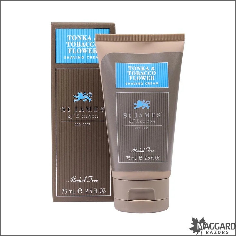 St James of London Tonka and Tobacco Flower Shave Cream Travel Tube, 75ml - Saldi Straordinari – Offerte Speciali Disponibili Adesso - Aftershave gel