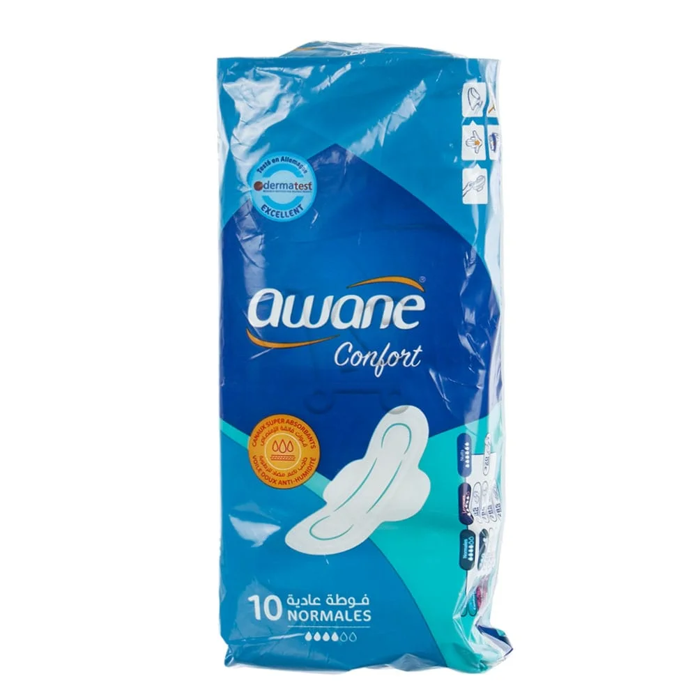 Awane Découvrez Confort Serviettes Hygiéniques Normales (10 Pièces) - Vins Rouges Harmonieux pour Chaque Occasion