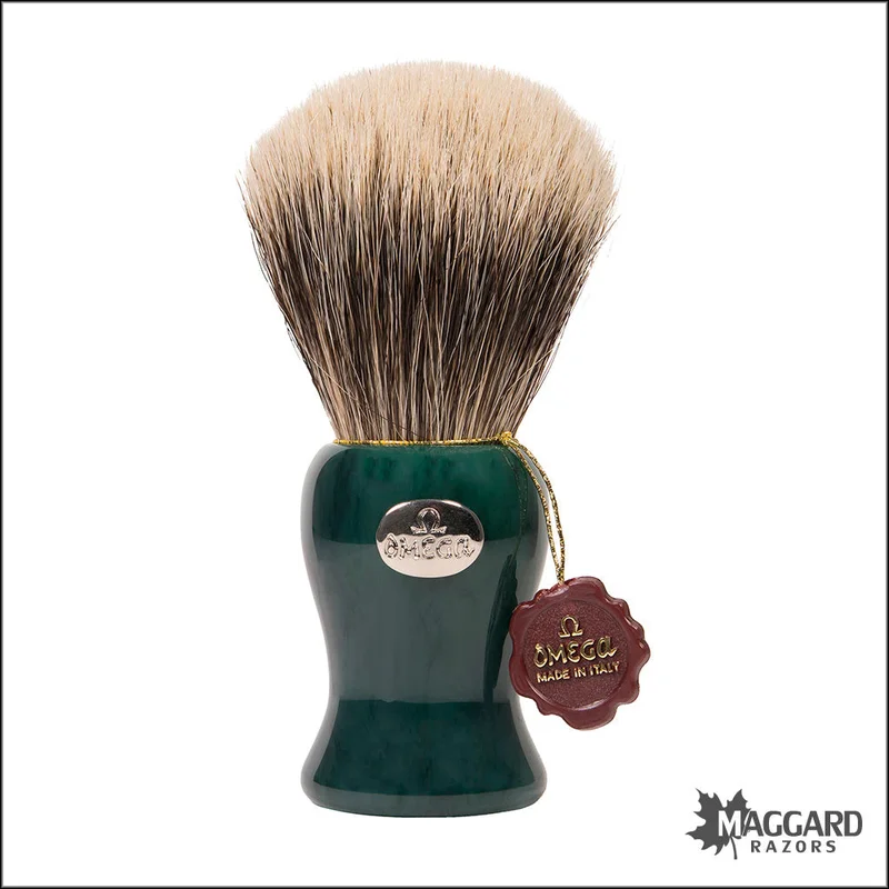 Omega Model 6210 Jade Green Handle Super Badger Shaving Brush, 26mm - Saldi Straordinari Print – Offerte Speciali Disponibili Adesso