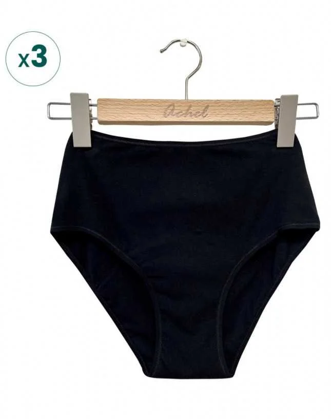 Lot De 3 Culottes Menstruelles Taille Haute – Noir - Vins Rouges Harmonieux pour Chaque Occasion Culotte menstruelle microfibre noir femme