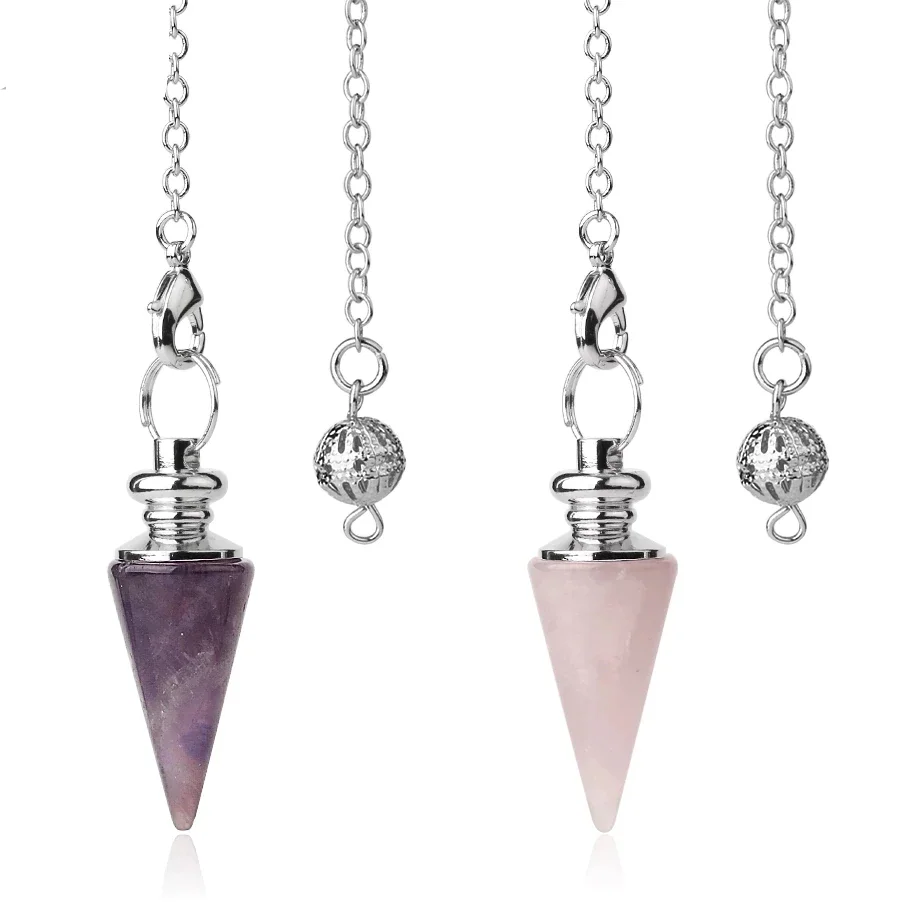 Pendule conique en pierre naturelle avec chaînette couleur argent - Saldi Straordinari – Offerte Speciali Disponibili Adesso Pendule pierre et bracelet - radiesthésie - divinatoire - pointe œil de  tigre filigrane métal argent - chaîne acier - pendule - Un grand marché