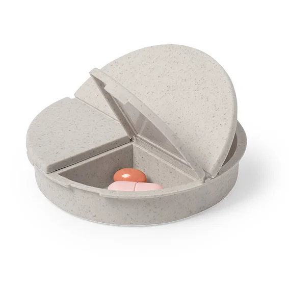 Pilulier publicitaire rond en bio plastique (fibre de bambou) 3 compartiments - Vins Rouges Harmonieux pour Chaque Occasion - {'count': 1, 'name': 'santé'}