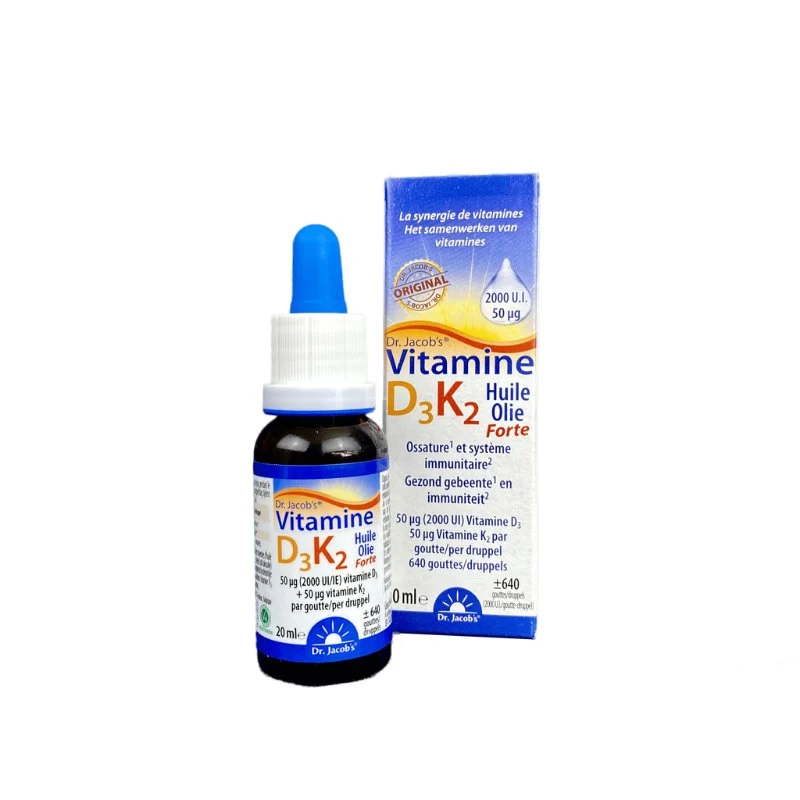 Dr Jacob's Vitamine D3K2 FORTE (2000 U.I. / goutte) - Flacon 20 ml - Saldi Straordinari – Offerte Speciali Disponibili Adesso - {'count': 1, 'name': 'jours'}