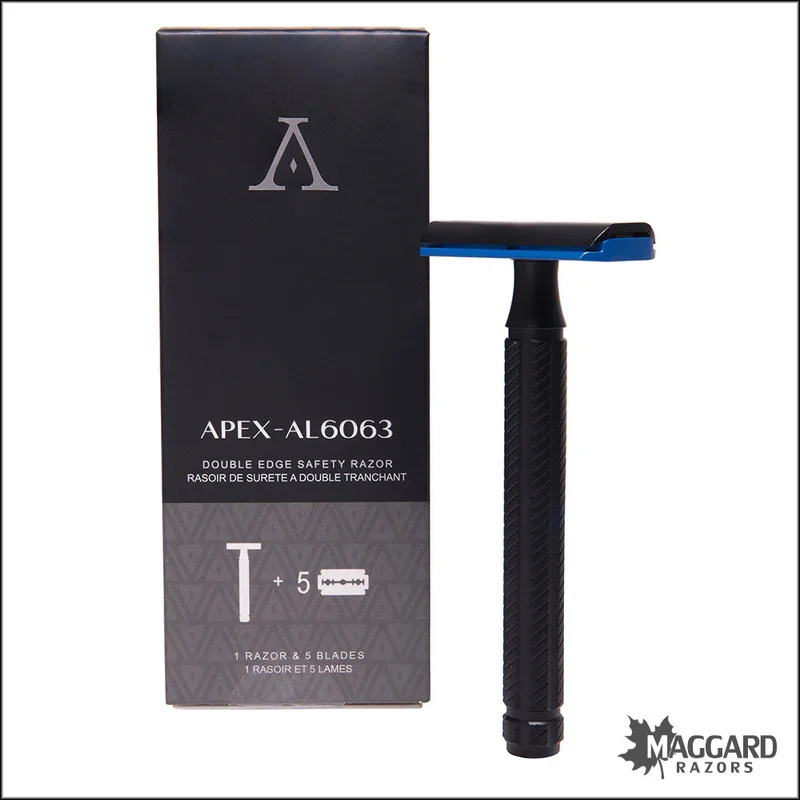 Aylsworth Razors The APEX AL-6063 Machined Aluminum Closed Comb DE Safety Razor, Black and Blue - Saldi Straordinari – Offerte Speciali Disponibili Adesso FA Apex