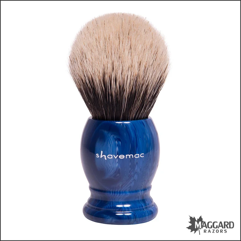Shavemac 177-257-28 Blue Marble Handle Silvertip Badger Shaving Brush, 28mm Bulb - Saldi Straordinari – Offerte Speciali Disponibili do Adesso