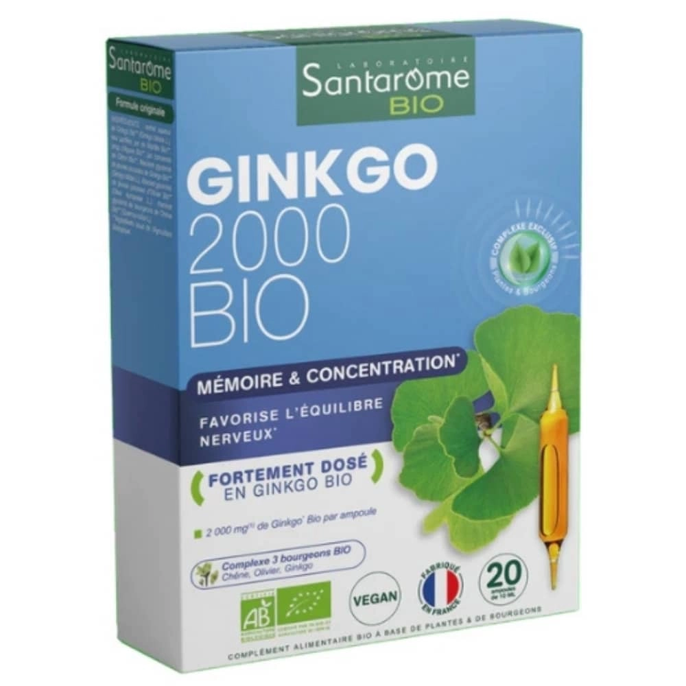 SANTARÔME Bio Ginkgo Mémoire Concentration Ampoules 20u Saldi Straordinari Offerte Speciali Disponibili Adesso