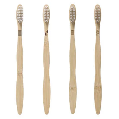 Lot de 4 brosses à dent en bambou - Édition Limitée – L’Art de la Table Française en Promotion ! Set de Brosses à Dents Nudistes en Bambou (x2) | CadoMaestro
