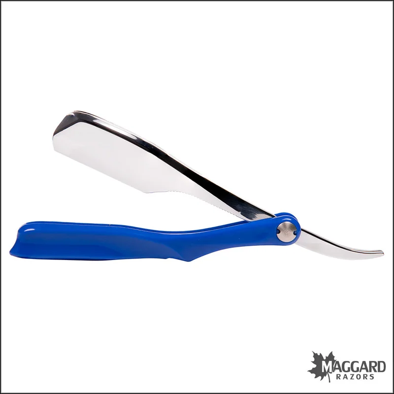 Shavette – Blue Plastic Handle with HD Leather Travel Case (Injector or Half-DE Blades) - Saldi Straordinari – Offerte Speciali Disponibili Adesso Professional 20 Straight Razor Blades with DEMAXA Shavette Straight Razors  for Men - Navajas para Barbero Professional Barber Razor