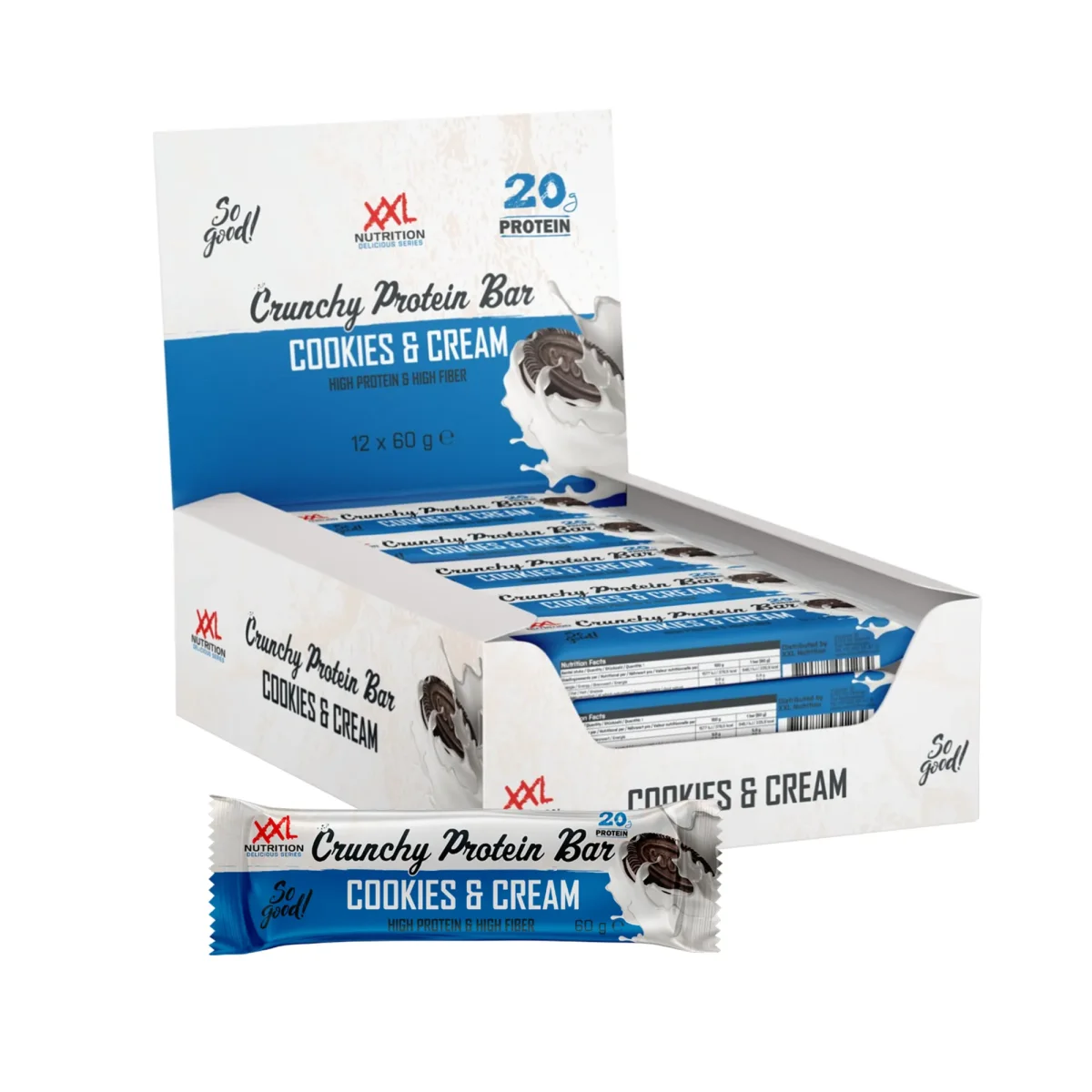 XXL Nutrition Crunchy Protein Bar Cookies & Cream (12x 60g) - Vins Rouges Harmonieux pour Chaque online Occasion